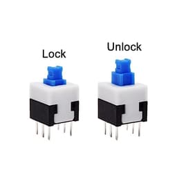 10Pcs Tact Tactile Mini On Off Self-Locking Switch Push Button Momentary Latching DIP 6 Pin with Cap(7.0x7.0mm,Red Cap,Locking)
