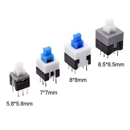10Pcs Tact Tactile Mini On Off Self-Locking Switch Push Button Momentary Latching DIP 6 Pin with Cap(7.0x7.0mm,Red Cap,Locking)