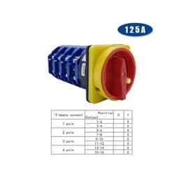 LW26GS-125/4 Off-ON 2/3 Positions Lockable Handle Four Poles Changeover Selector 690V 125A Padlock Panel Rotary Cam Switch(01)