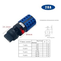 1pcs LW26-20S Single Hole Mounting Size 22mm Rotary Cam Switch 20A Changeover Main Selector YMW26(4P-01)