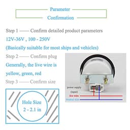 12-36V DC/AC Boat Marine Hour Meter, Quartz Hour Meter, Round Waterproof Hour Gauge Compatible with Boat Truck Engine 748 CHENNIC (Pack of 2)