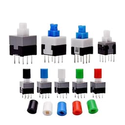 10Pcs Tact Tactile Mini On Off Self-Locking Switch Push Button Momentary Latching DIP 6 Pin with Cap(7.0x7.0mm,Red Cap,Locking)