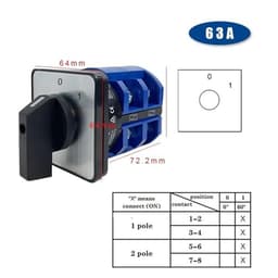 LW26-63 Rotary Cam Switch 63A 2 Poles Levels 8 Screws Terminals Multi Position Universal Changeover Selector YMW26-63/2(01)