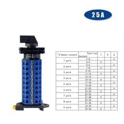 LW26-25/9 Rotary Cam Switch LW28 YMW26 25A 690V Changeover Rail Mount Seven Poles Multi Positions Selector