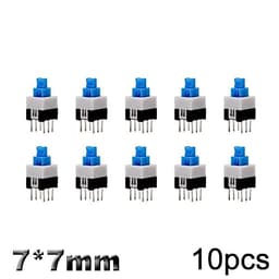 10Pcs Tact Tactile Mini On Off Self-Locking Switch Push Button Momentary Latching DIP 6 Pin with Cap(7.0x7.0mm,Red Cap,Locking)