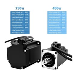 220V AC Servo Motor Driver Kit 100W/200W/400W/750W/1KW 17Bit Single Absolute Encoder 60/80mm Flange with Modbus RS485(400W-60mm Flange,EtherCAT Type)