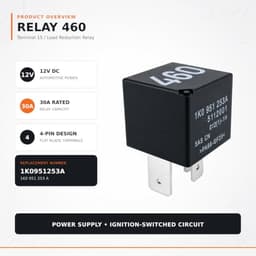 460 Relay 1K0951253A 12V 30A 4-Pin Terminal 15 Relay (2-Pack)