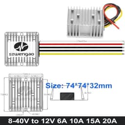 8-40V to 12V 3A 6A 10A 20A 25A 30A Power Converter Regulator 360W Boost Buck DC DC Car Power Voltage Stabilizer(8-40V to 12V 10A)