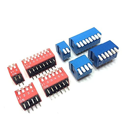 Switch 5PCS 2P 3P 4P 5P 6P 7P 8P 9P 10P 12P Bit 2.54mm DIP Switch/Digital Switch Red/Blue Right Angle Side Position Dial Switch -(8P,Blue)