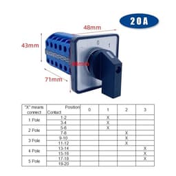 YMW26-20/5 Cam Switch 0-3 Positions Selector Rotary Changeover 20 Terminals Screws LW26 LW28