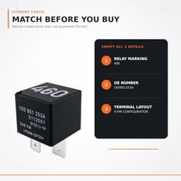 460 Relay 1K0951253A 12V 30A 4-Pin Terminal 15 Relay (2-Pack)