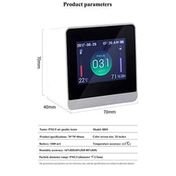 PM2.5 Air Quality Tester TFT Display Electric Temperature and Humidity Meter Thermometer & Hygrometer W/Time Date