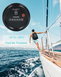 12-36V DC/AC Boat Marine Hour Meter, Quartz Hour Meter, Round Waterproof Hour Gauge Compatible with Boat Truck Engine 748 CHENNIC (Pack of 2)