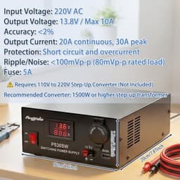 DC Bench Power Supply 30A 13.8V, 220V AC Input Regulated Power Supply for Radio, USB+Anderson+Cigarette Lighter Socket, Home Lab Benchtop AC-to-DC