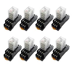 MY4NJ Plug-in Relay 12v 24v 36v 48v 110v 220v DC/AC 5A Silver Contact 14pins 4PDT rele Socket(DC 12V)