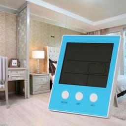 Digital Temperature Humidity Meter with Time and Date Display, Blue