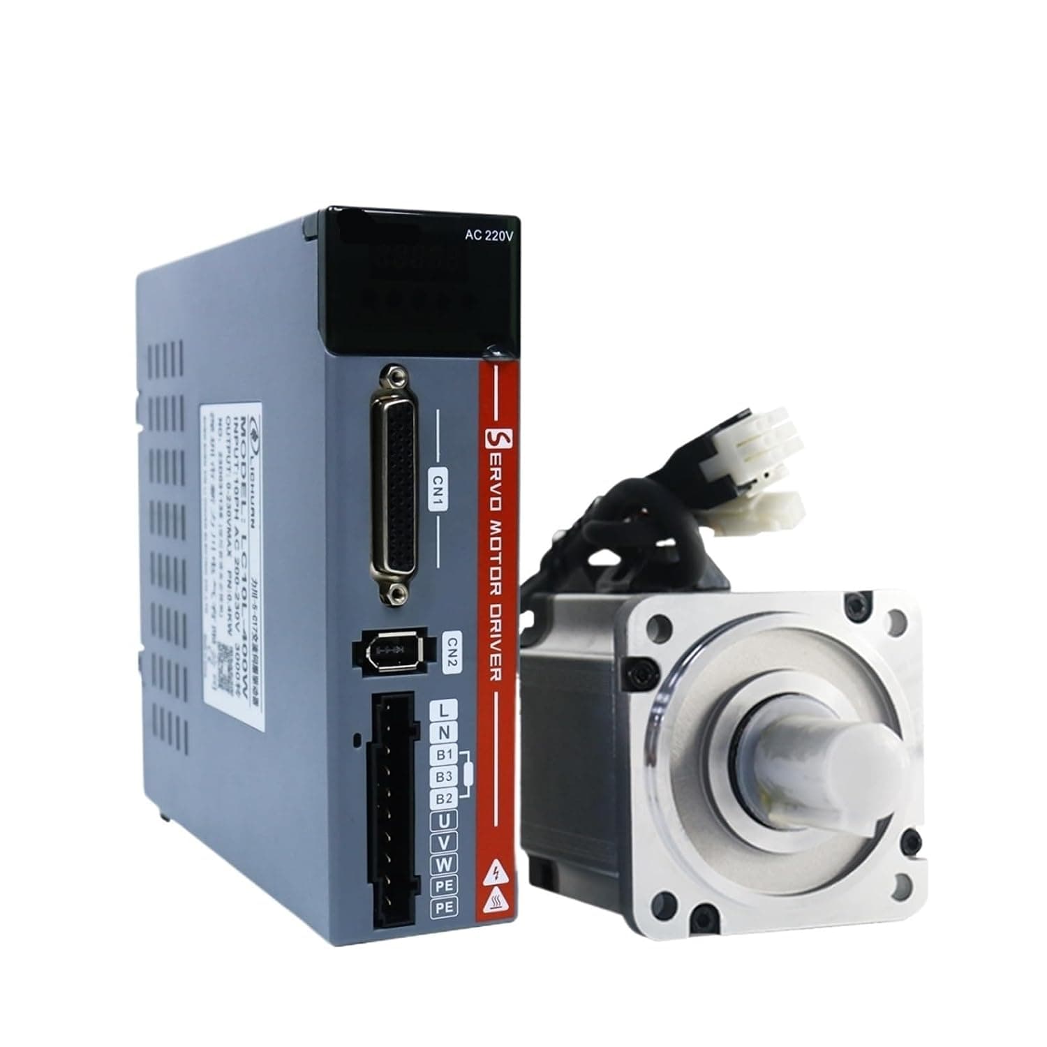 220V 3000RPM IP65 AC Servo Motor Drivers Kit A5 200W 400W 600W 750W 1000W AC Servo Motor with Driver for Machine(200W 17Bit Increment)
