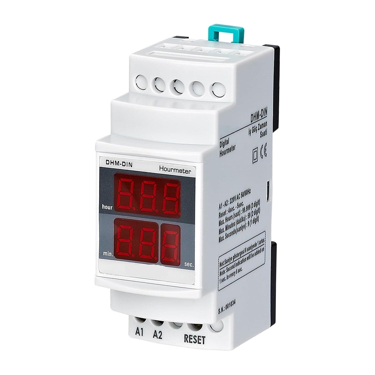 HDM-DIN Hourmeter 1Pcs Relay(Un 110VAC)
