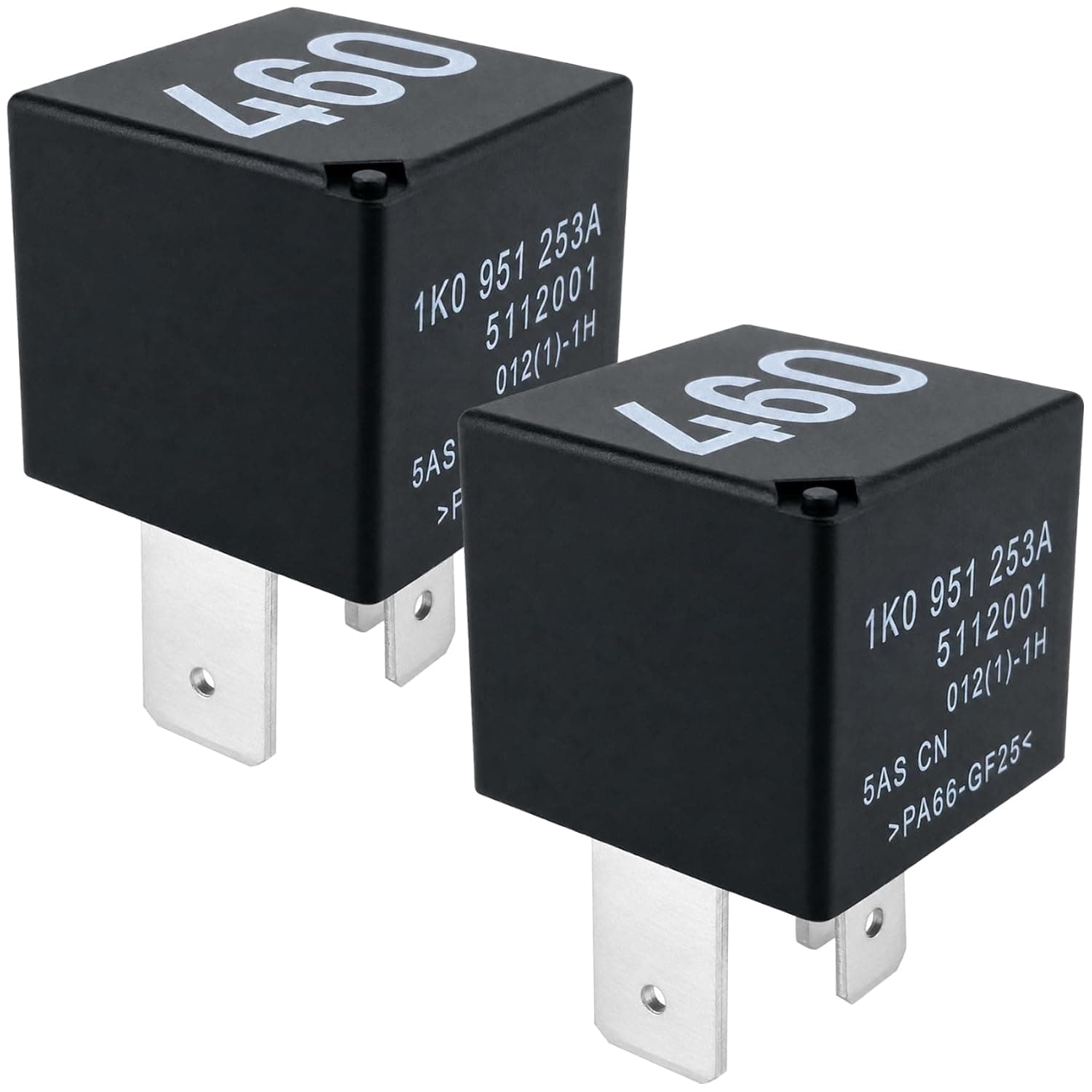 460 Relay 1K0951253A 12V 30A 4-Pin Terminal 15 Relay (2-Pack)