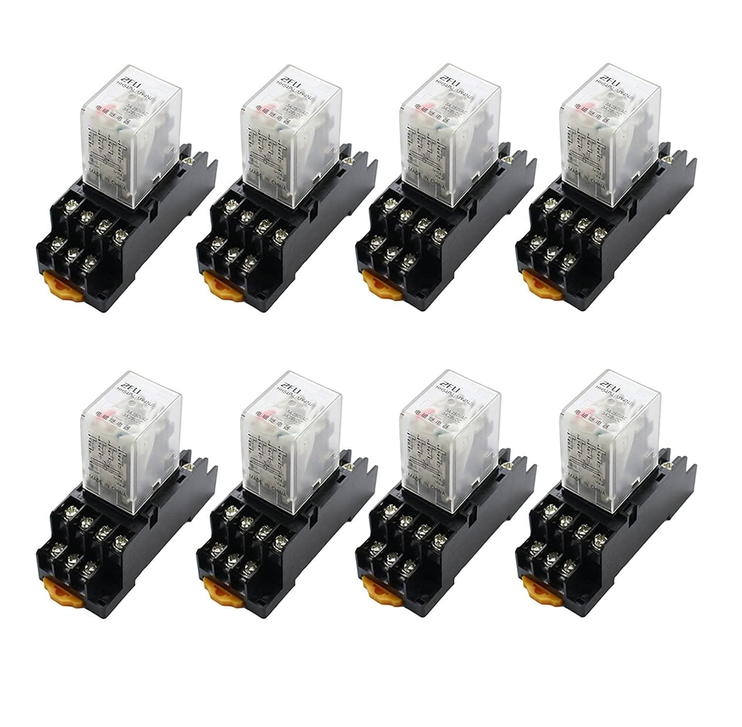 MY4NJ Plug-in Relay 12v 24v 36v 48v 110v 220v DC/AC 5A Silver Contact 14pins 4PDT rele Socket(DC 12V)