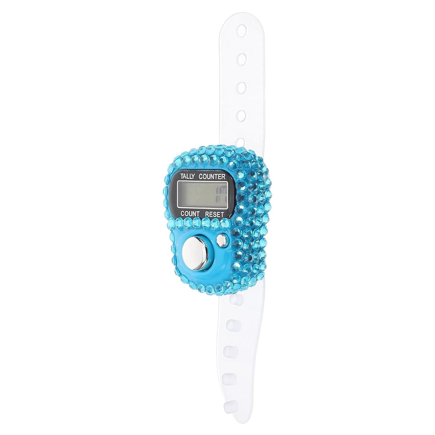 Mini Rhinestone Finger Counter, Blue Digital Electronic Hand Tally Counter