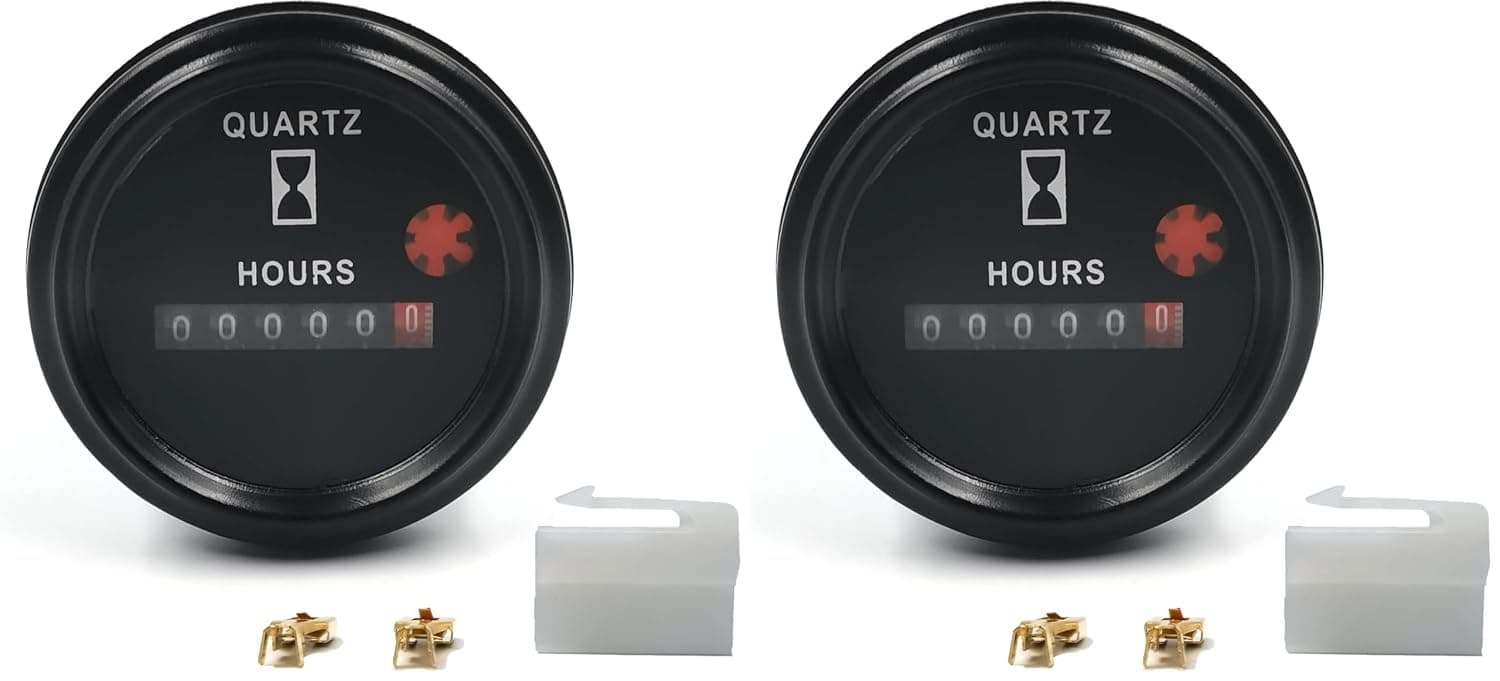 12-36V DC/AC Boat Marine Hour Meter, Quartz Hour Meter, Round Waterproof Hour Gauge Compatible with Boat Truck Engine 748 CHENNIC (Pack of 2)