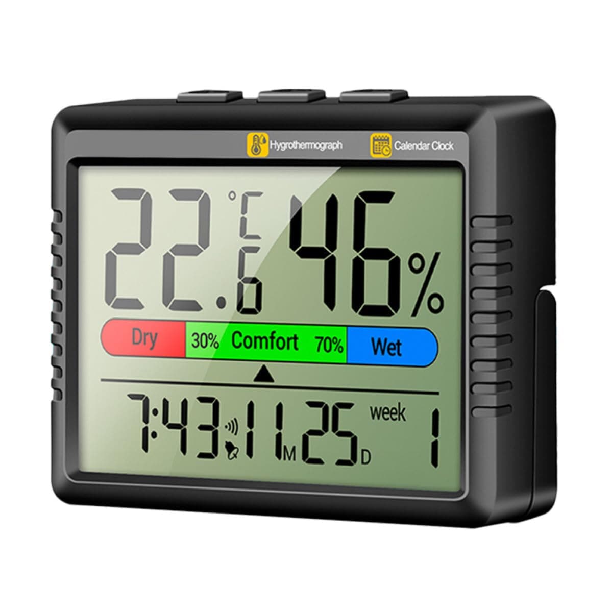 Digital Temperature Humidity Meter Alarm Clock with LCD Screen